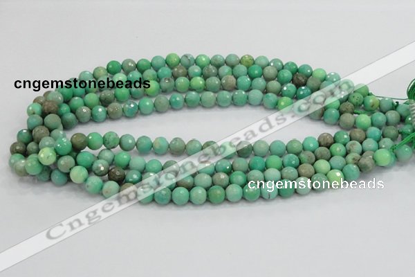 CAB07 15.5 inches 8mm faceted round green grass agate gemstone beads