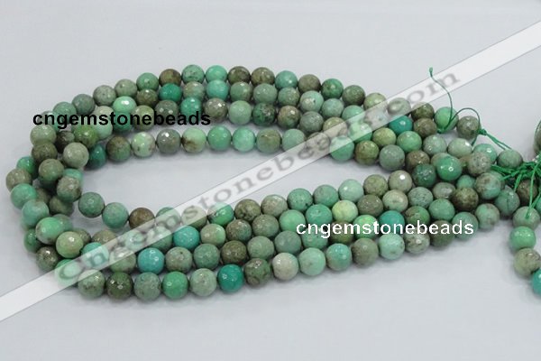 CAB08 15.5 inches 10mm faceted round green grass agate gemstone beads