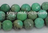 CAB09 15.5 inches 12mm faceted round green grass agate gemstone beads