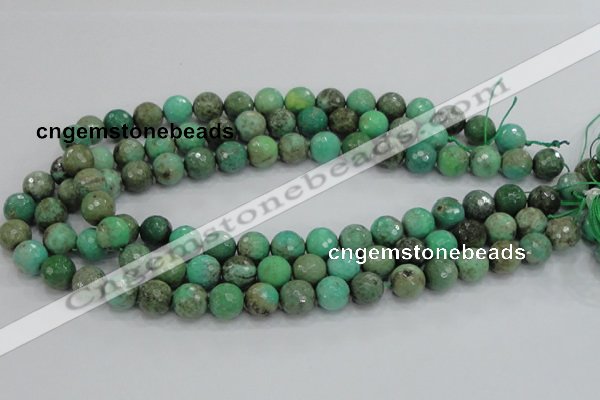 CAB09 15.5 inches 12mm faceted round green grass agate gemstone beads