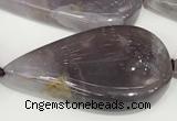 CAB1002 15.5 inches 18*30mm - 20*35mm flat teardrop purple agate beads