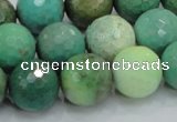 CAB11 15.5 inches 16mm faceted round green grass agate gemstone beads