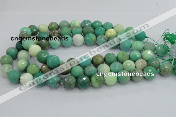 CAB11 15.5 inches 16mm faceted round green grass agate gemstone beads