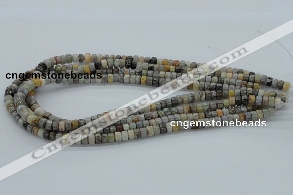 CAB138 15.5 inches 4*6mm roundel bamboo leaf agate beads