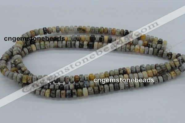 CAB139 15.5 inches 5*8mm roundel bamboo leaf agate beads