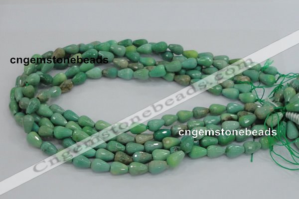 CAB14 15.5 inches 8*12mm faceted teardrop green grass agate beads