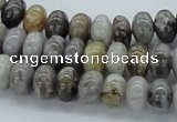 CAB142 15.5 inches 6*10mm rondelle bamboo leaf agate beads