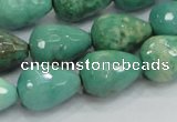 CAB15 15.5 inches 12*18mm faceted teardrop green grass agate beads