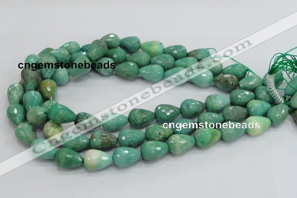 CAB15 15.5 inches 12*18mm faceted teardrop green grass agate beads