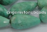 CAB17 15.5 inches 15*30mm faceted teardrop green grass agate beads