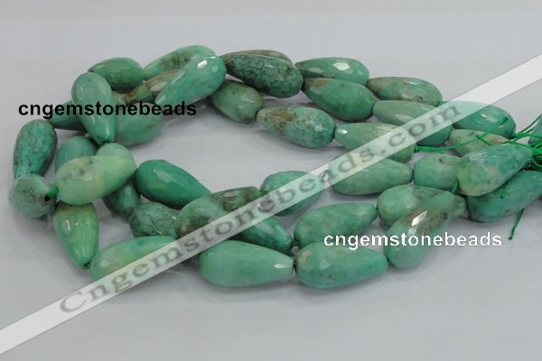 CAB17 15.5 inches 15*30mm faceted teardrop green grass agate beads