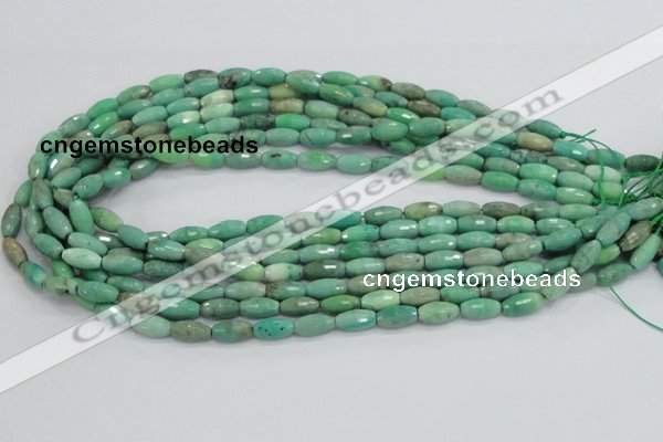 CAB18 15.5 inches 6*12mm faceted rice green grass agate beads