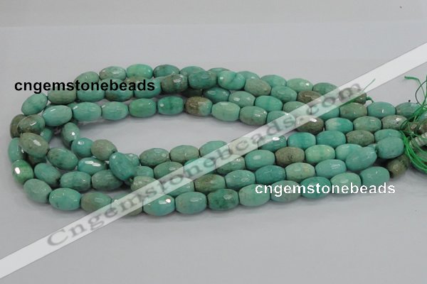 CAB20 15.5 inches 10*15mm faceted rice green grass agate beads