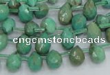 CAB23 15.5 inches 7*10mm faceted teardrop green grass agate beads