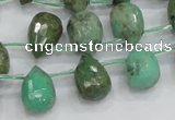 CAB24 15.5 inches 10*14mm faceted teardrop green grass agate beads