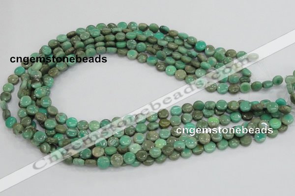 CAB25 15.5 inches 8mm coin green grass agate gemstone beads