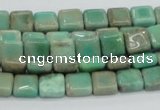 CAB26 15.5 inches 8*8mm square green grass agate gemstone beads