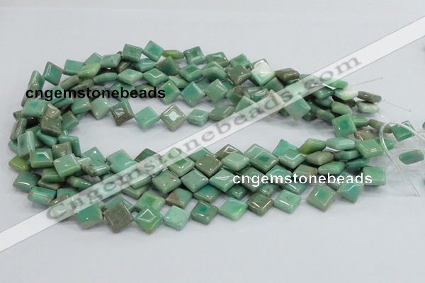 CAB27 15.5 inches 10*10mm diamond green grass agate gemstone beads