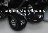 CAB315 15.5 inches 18*25mm flat teardrop black agate gemstone beads