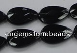 CAB316 15.5 inches 12*20mm faceted teardrop black agate gemstone beads