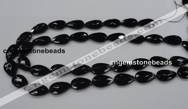 CAB316 15.5 inches 12*20mm faceted teardrop black agate gemstone beads