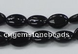 CAB318 15.5 inches 8*12mm oval black agate gemstone beads wholesale