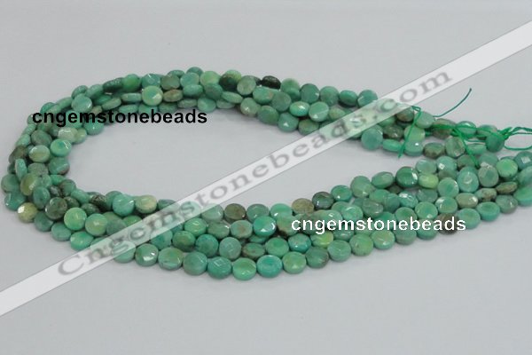 CAB32 15.5 inches 8mm faceted coin green grass agate gemstone beads