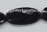 CAB321 15.5 inches 20*40mm faceted oval black agate gemstone beads