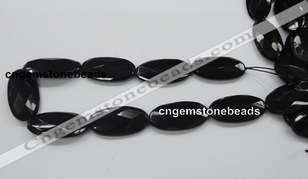 CAB321 15.5 inches 20*40mm faceted oval black agate gemstone beads