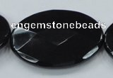 CAB323 15.5 inches 35*50mm faceted oval black agate gemstone beads