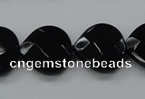 CAB324 15.5 inches 20*20mm faceted heart black agate gemstone beads