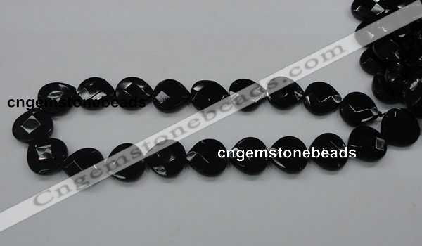 CAB324 15.5 inches 20*20mm faceted heart black agate gemstone beads