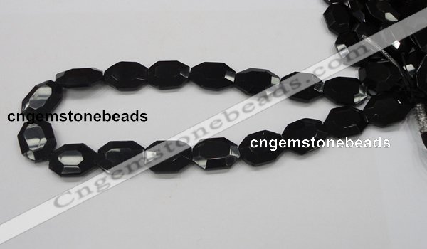 CAB325 15.5 inches 18*24mm faceted octagonal black agate gemstone beads