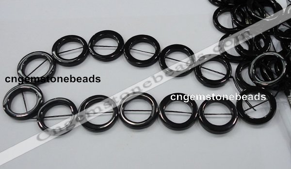 CAB329 15.5 inches 30mm donut shape black agate gemstone beads