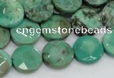 CAB33 15.5 inches 14mm faceted coin green grass agate gemstone beads