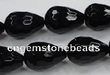 CAB331 15.5 inches 13*17mm faceted teardrop black agate gemstone beads