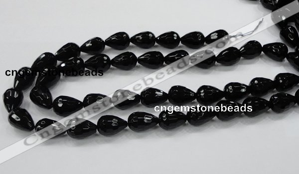 CAB331 15.5 inches 13*17mm faceted teardrop black agate gemstone beads