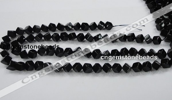 CAB332 15.5 inches 8*8mm cube black agate gemstone beads wholesale