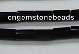 CAB333 15.5 inches 8*12mm faceted column black agate gemstone beads