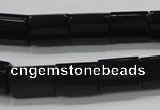 CAB334 15.5 inches 10*14mm faceted column black agate gemstone beads