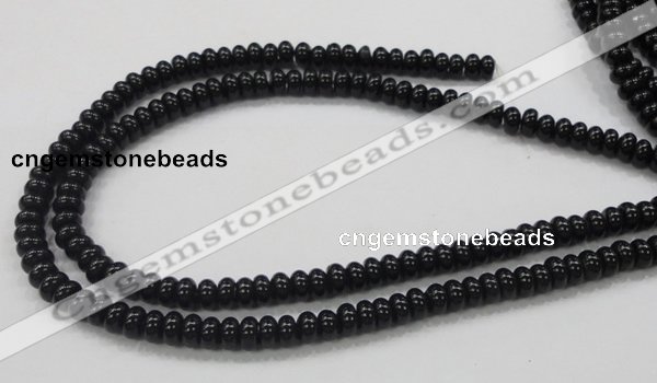 CAB339 15.5 inches 4*8mm rondelle black agate gemstone beads