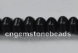 CAB340 15.5 inches 8*14mm hexagon rondelle black agate gemstone beads