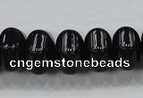 CAB341 15.5 inches 12*18mm hexagon rondelle black agate gemstone beads