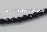 CAB342 15.5 inches 6mm faceted round black agate gemstone beads