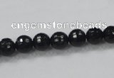 CAB343 15.5 inches 8mm faceted round black agate gemstone beads