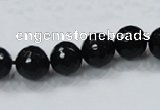 CAB344 15.5 inches 10mm faceted round black agate gemstone beads