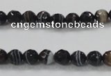 CAB347 15.5 inches 8mm faceted round black agate gemstone beads