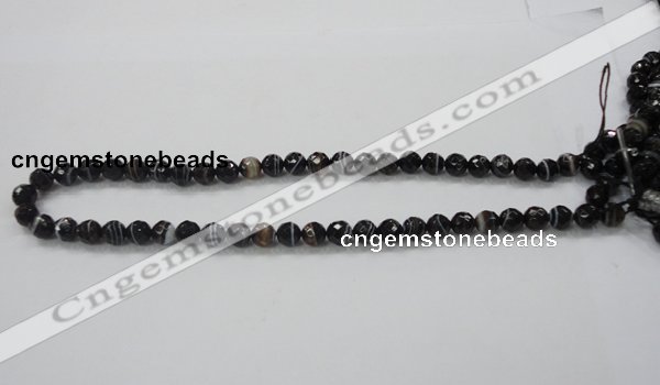 CAB347 15.5 inches 8mm faceted round black agate gemstone beads