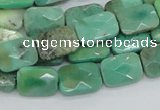 CAB36 15.5 inches 10*14mm faceted rectangle green grass agate beads