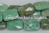 CAB37 15.5 inches 13*18mm faceted rectangle green grass agate beads